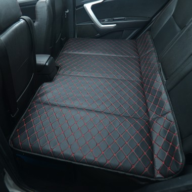 Universal Diamond Car Bed - Non-Inflatable Black and Red Stitching Luxury Leather Diamond Car Bed Mattress Clearance