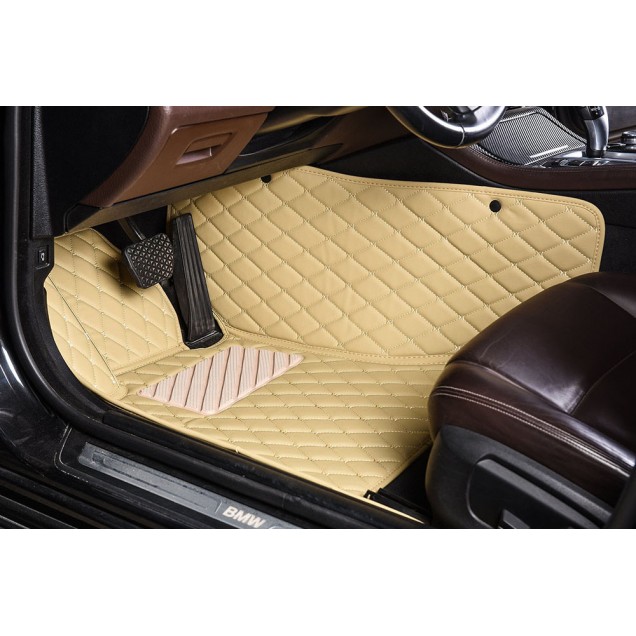 Beige Luxury Leather Diamond Car Floor Mats Clearance Beige Luxury Leather Diamond Car Floor Mats Clearance