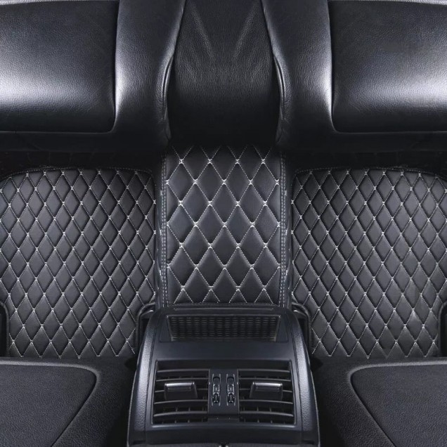 Black and Beige Stitching Luxury Leather Diamond Car Floor Mats Clearance Black and Beige Stitching Luxury Leather Diamond Car Floor Mats Clearance