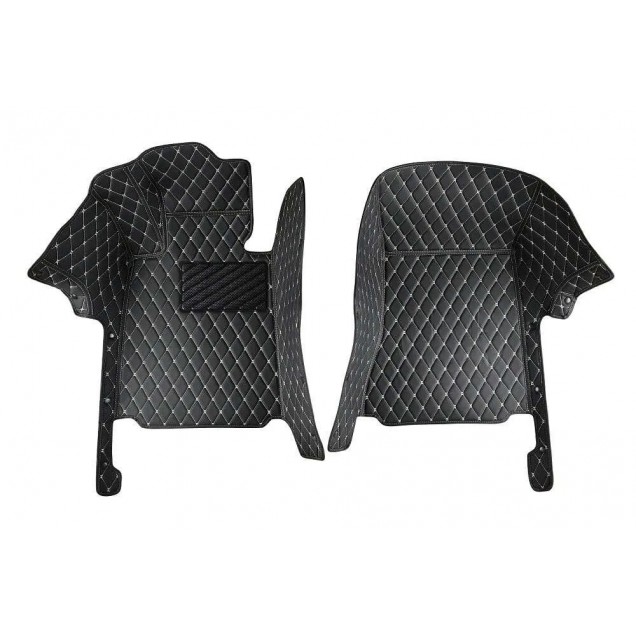 Black and Beige Stitching Luxury Leather Diamond Car Floor Mats Clearance Black and Beige Stitching Luxury Leather Diamond Car Floor Mats Clearance