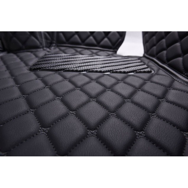 Black and Black Stitching Luxury Leather Diamond Car Floor Mats Clearance Black and Black Stitching Luxury Leather Diamond Car Floor Mats Clearance