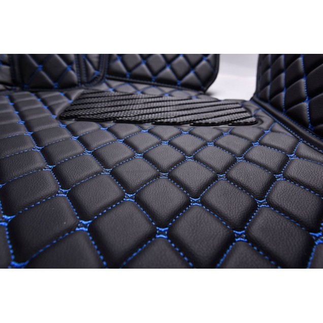 Black and Blue Stitching Luxury Leather Diamond Car Floor Mats Clearance Black and Blue Stitching Luxury Leather Diamond Car Floor Mats Clearance