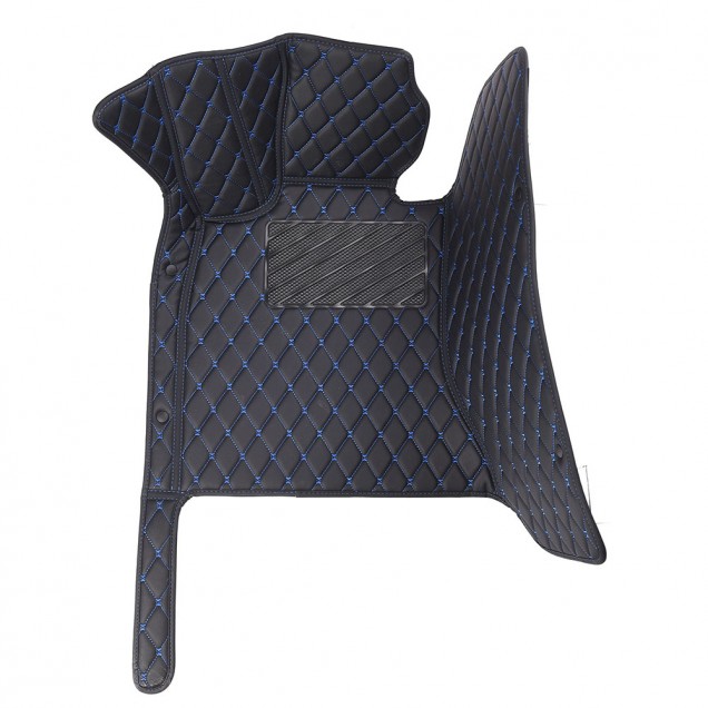 Black and Blue Stitching Luxury Leather Diamond Car Floor Mats Clearance Black and Blue Stitching Luxury Leather Diamond Car Floor Mats Clearance