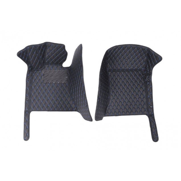 Black and Blue Stitching Luxury Leather Diamond Car Floor Mats Clearance Black and Blue Stitching Luxury Leather Diamond Car Floor Mats Clearance