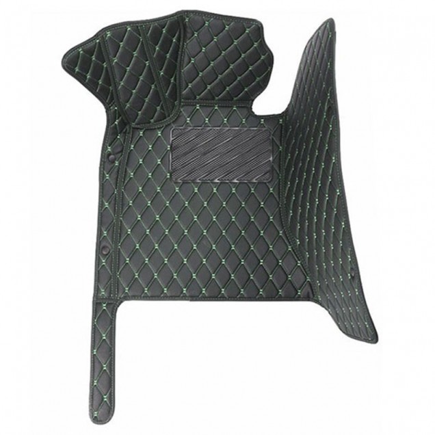 Black and Green Stitching Luxury Leather Diamond Car Floor Mats Clearance Black and Green Stitching Luxury Leather Diamond Car Floor Mats Clearance