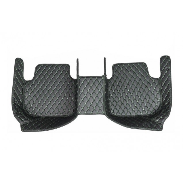 Black and Green Stitching Luxury Leather Diamond Car Floor Mats Clearance Black and Green Stitching Luxury Leather Diamond Car Floor Mats Clearance