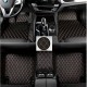 Black and Orange Stitching Luxury Leather Diamond Car Floor Mats Clearance Black and Orange Stitching Luxury Leather Diamond Car Floor Mats Clearance