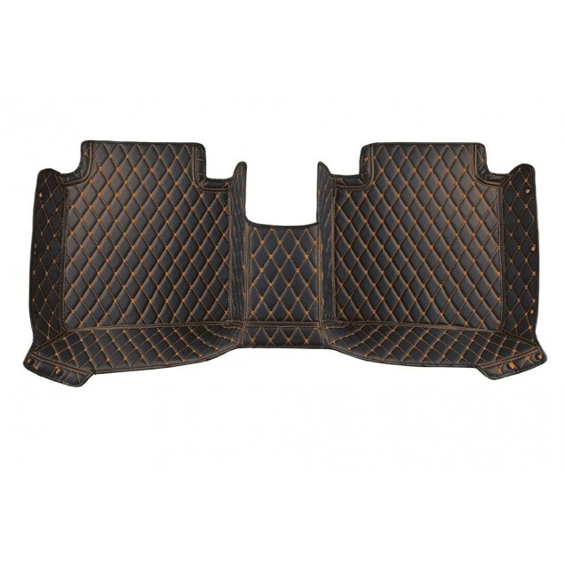 Black and Orange Stitching Luxury Leather Diamond Car Floor Mats Clearance Black and Orange Stitching Luxury Leather Diamond Car Floor Mats Clearance