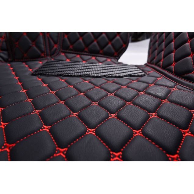 Black and Red Stitching Luxury Leather Diamond Car Floor Mats Clearance Black and Red Stitching Luxury Leather Diamond Car Floor Mats Clearance
