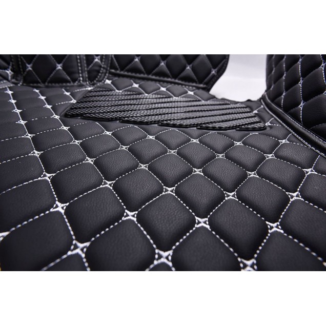 Black and White Stitching Luxury Leather Diamond Car Floor Mats Clearance Black and White Stitching Luxury Leather Diamond Car Floor Mats Clearance