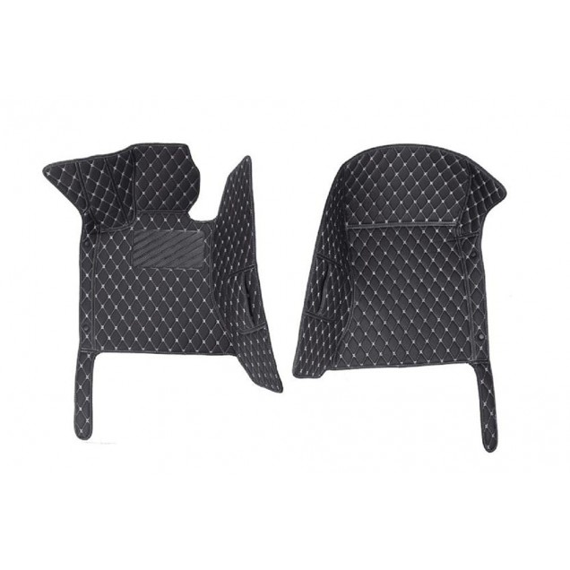 Black and White Stitching Luxury Leather Diamond Car Floor Mats Clearance Black and White Stitching Luxury Leather Diamond Car Floor Mats Clearance