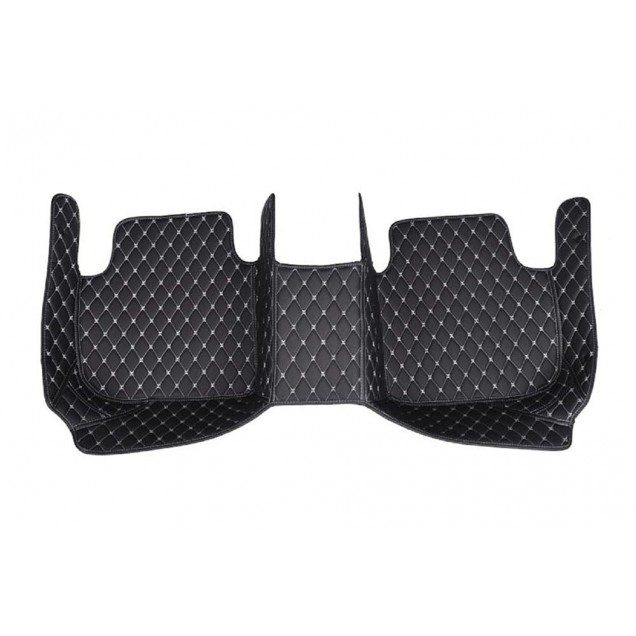 Black and White Stitching Luxury Leather Diamond Car Floor Mats Clearance Black and White Stitching Luxury Leather Diamond Car Floor Mats Clearance