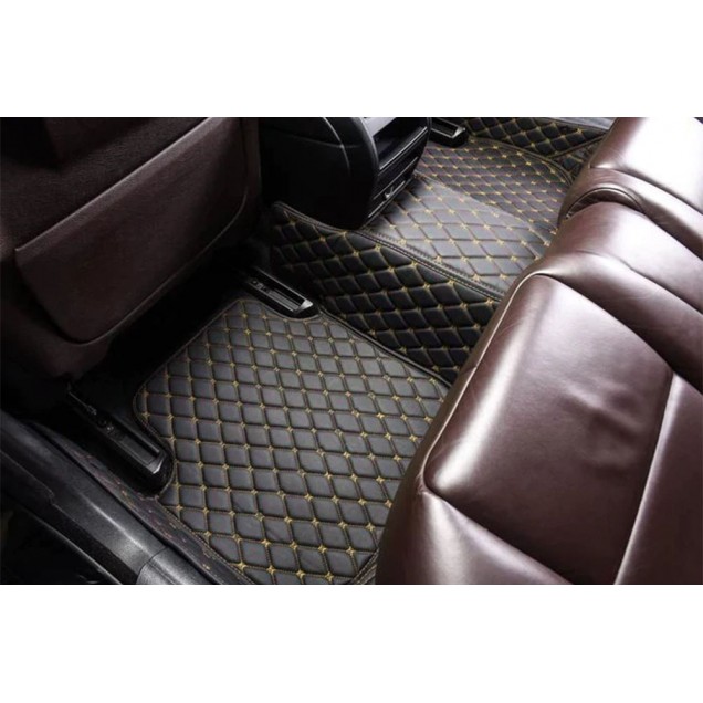Black and Yellow Stitching Luxury Leather Diamond Car Floor Mats Clearance Black and Yellow Stitching Luxury Leather Diamond Car Floor Mats Clearance