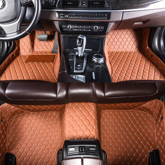 Brown Luxury Leather Diamond Car Floor Mats Clearance Brown Luxury Leather Diamond Car Floor Mats Clearance