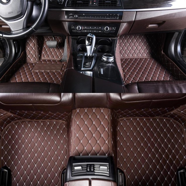 Dark Brown Luxury Leather Diamond Car Floor Mats Clearance Dark Brown Luxury Leather Diamond Car Floor Mats Clearance