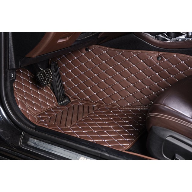 Dark Brown Luxury Leather Diamond Car Floor Mats Clearance Dark Brown Luxury Leather Diamond Car Floor Mats Clearance