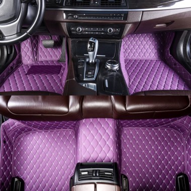 Purple Luxury Leather Diamond Car Floor Mats Clearance