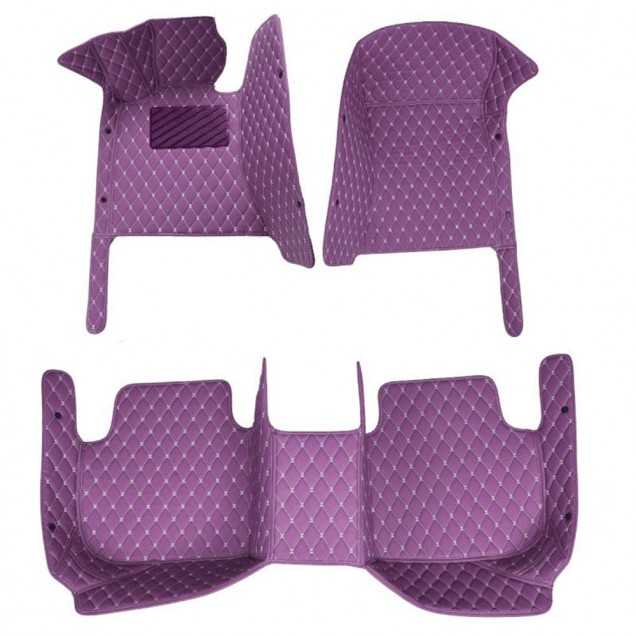 Purple Luxury Leather Diamond Car Floor Mats Clearance Purple Luxury Leather Diamond Car Floor Mats Clearance