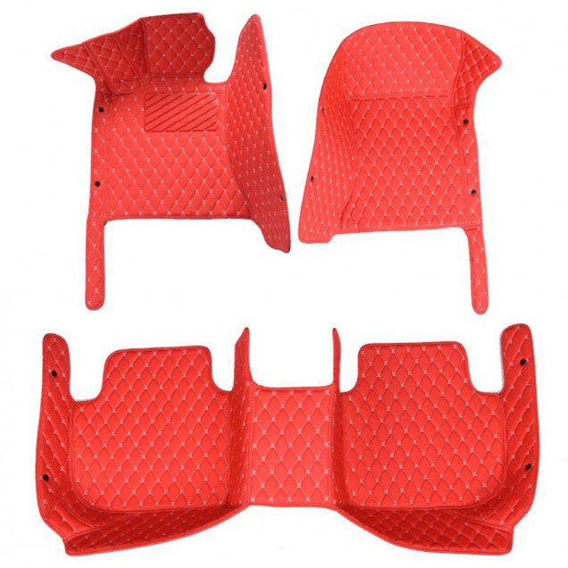 Red Luxury Leather Diamond Car Floor Mats Clearance Red Luxury Leather Diamond Car Floor Mats Clearance