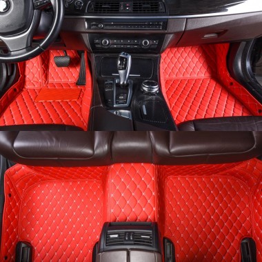 Red Luxury Leather Diamond Car Mats Clearance