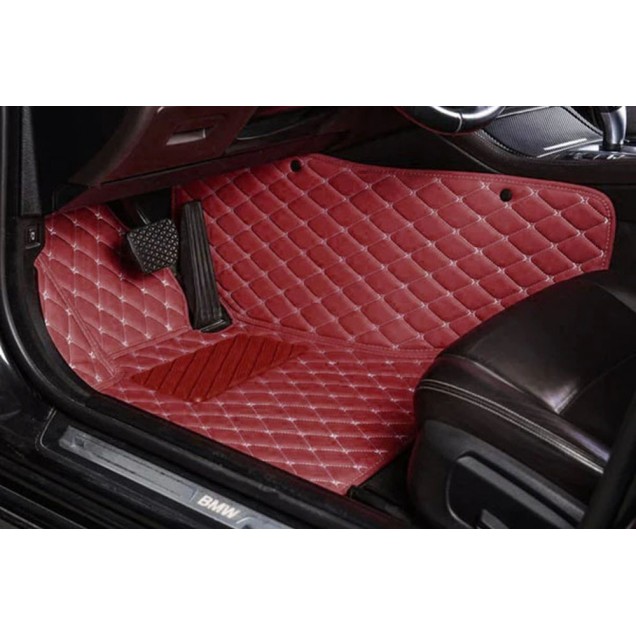 Wine Red Luxury Leather Diamond Car Floor Mats Clearance Wine Red Luxury Leather Diamond Car Floor Mats Clearance