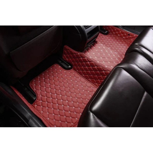 Wine Red Luxury Leather Diamond Car Floor Mats Clearance Wine Red Luxury Leather Diamond Car Floor Mats Clearance