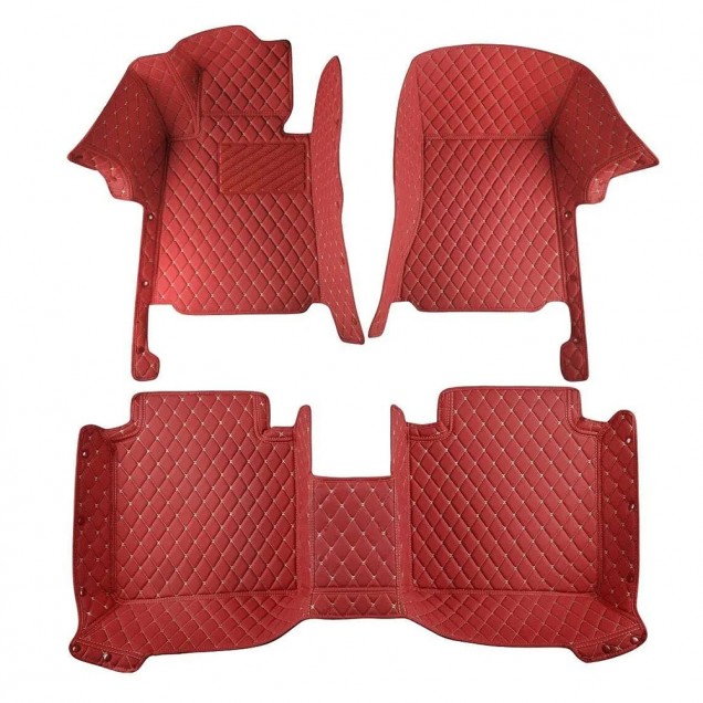 Wine Red Luxury Leather Diamond Car Floor Mats Clearance Wine Red Luxury Leather Diamond Car Floor Mats Clearance