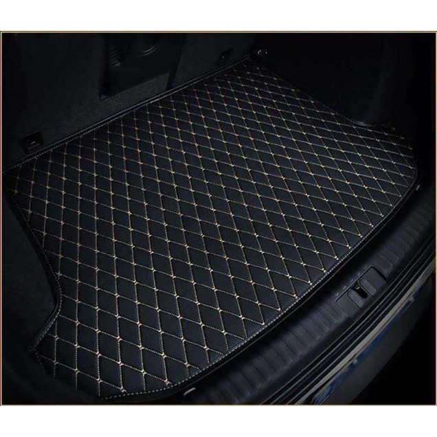 Black and Beige Stitching Luxury Leather Diamond Trunk Base Mats Clearance Black and Beige Stitching Luxury Leather Diamond Trunk Base Mats Clearance