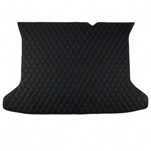 Black and Blue Stitching Luxury Leather Diamond Trunk Base Mats Clearance Black and Blue Stitching Luxury Leather Diamond Trunk Base Mats Clearance