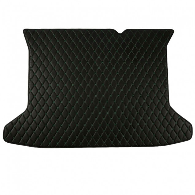 Black and Green Stitching Luxury Leather Diamond Trunk Base Mats Clearance Black and Green Stitching Luxury Leather Diamond Trunk Base Mats Clearance