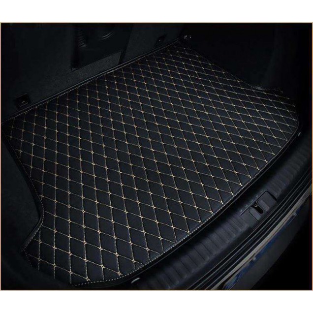 Black and White Stitching Luxury Leather Diamond Trunk Base Mats Clearance Black and White Stitching Luxury Leather Diamond Trunk Base Mats Clearance