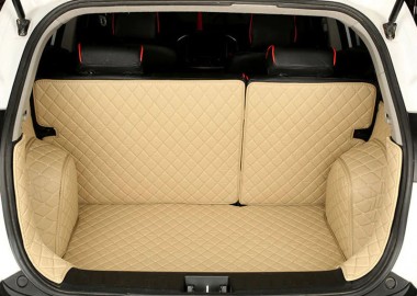 Beige Full Cover Luxury Leather Diamond Trunk Car Mats Clearance