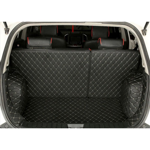 Black and Beige Stitching Full Cover Luxury Leather Diamond Trunk Car Floor Mats Clearance Black and Beige Stitching Full Cover Luxury Leather Diamond Trunk Car Floor Mats Clearance