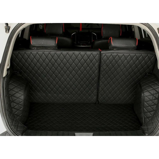 Black and Black Stitching Full Cover Luxury Leather Diamond Trunk Car Floor Mats Clearance Black and Black Stitching Full Cover Luxury Leather Diamond Trunk Car Floor Mats Clearance