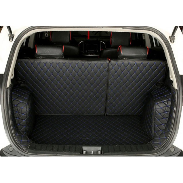 Black and Blue Stitching Full Cover Luxury Leather Diamond Trunk Car Floor Mats Clearance Black and Blue Stitching Full Cover Luxury Leather Diamond Trunk Car Floor Mats Clearance