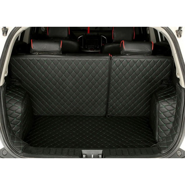 Black and Green Stitching Full Cover Luxury Leather Diamond Trunk Car Floor Mats Clearance Black and Green Stitching Full Cover Luxury Leather Diamond Trunk Car Floor Mats Clearance