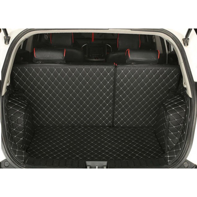 Black and White Stitching Full Cover Luxury Leather Diamond Trunk Car Floor Mats Clearance Black and White Stitching Full Cover Luxury Leather Diamond Trunk Car Floor Mats Clearance