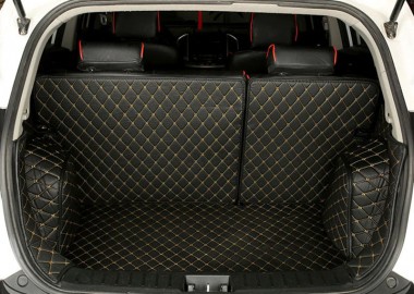 Black and Yellow Stitching Full Cover Luxury Leather Diamond Trunk Car Floor Mats Clearance
