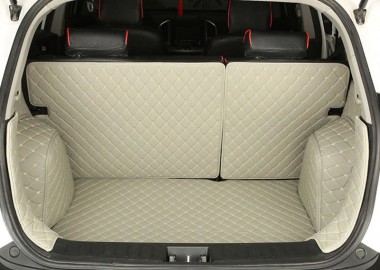 Grey Full Cover Luxury Leather Diamond Trunk Car Floor Mats Clearance