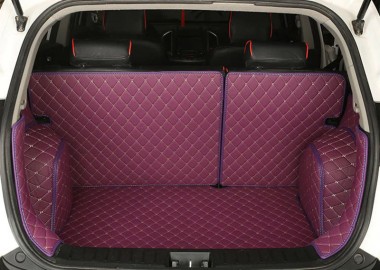 Purple Full Cover Luxury Leather Diamond Trunk Car Floor Mats Clearance