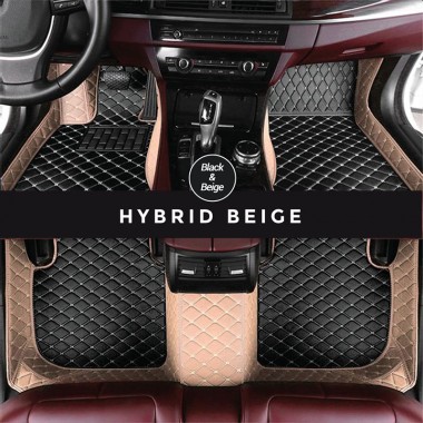 Black and Beige Hybrid Mode Premium Diamond Car Floor Mats Clearance