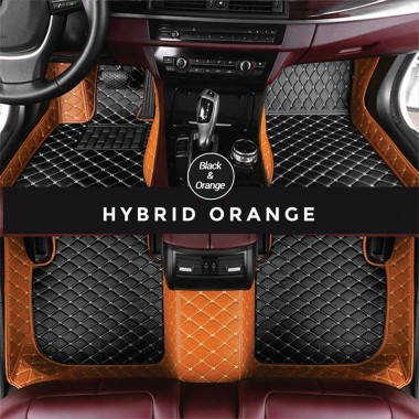 Black and Orange Hybrid Mode Premium Diamond Car Floor Mats Clearance