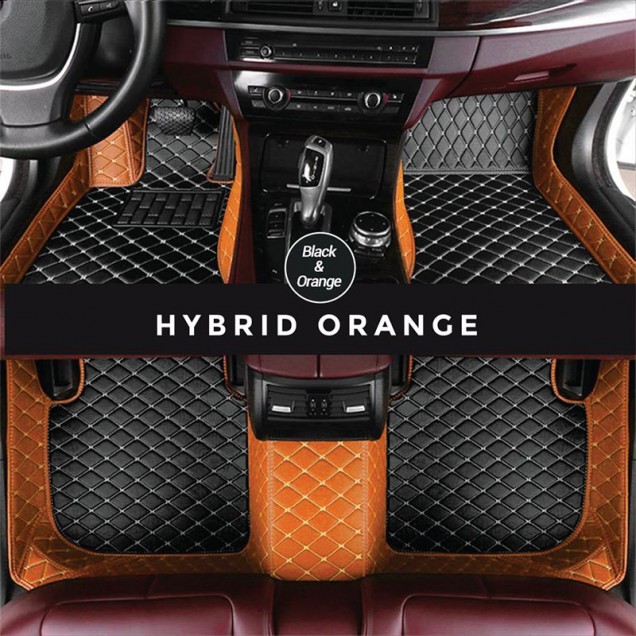 Black and Orange Hybrid Mode Premium Diamond Car Floor Mats Clearance Black and Orange Hybrid Mode Premium Diamond Car Floor Mats Clearance