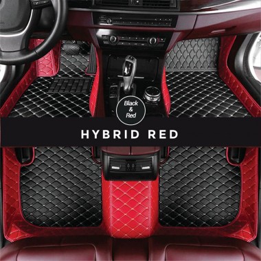Black and Red Hybrid Mode Premium Diamond Car Floor Mats Clearance