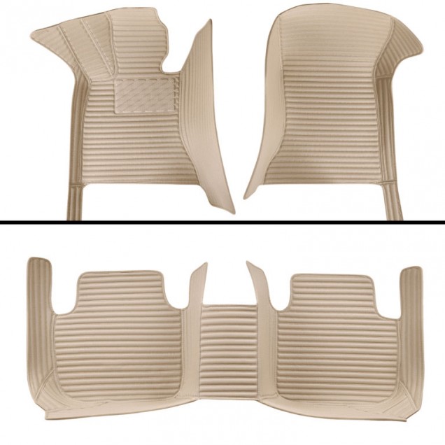 Beige Luxury Leather Stripe Car Floor Mats Clearance Beige Luxury Leather Stripe Car Floor Mats Clearance