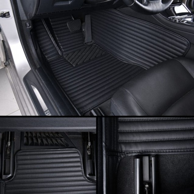 Black Luxury Leather Stripe Car Floor Mats Clearance Black Luxury Leather Stripe Car Floor Mats Clearance