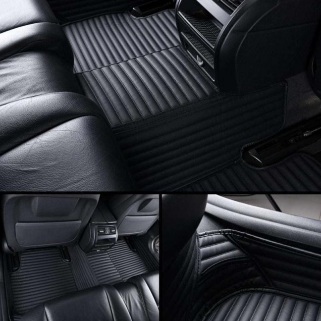 Black Luxury Leather Stripe Car Floor Mats Clearance Black Luxury Leather Stripe Car Floor Mats Clearance