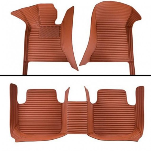 Brown Luxury Leather Stripe Car Floor Mats Clearance Brown Luxury Leather Stripe Car Floor Mats Clearance