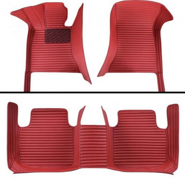 Maroon Luxury Leather Stripe Car Floor Mats Clearance Maroon Luxury Leather Stripe Car Floor Mats Clearance