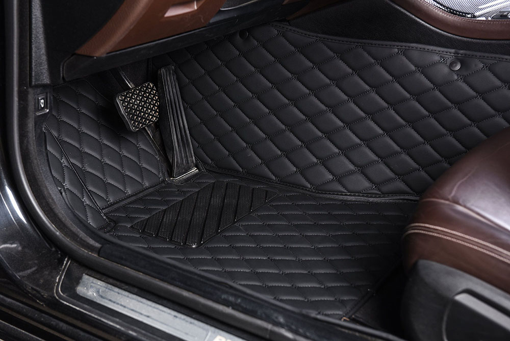 Black and Black Stitching Custom Diamond Car Mats Clearance
